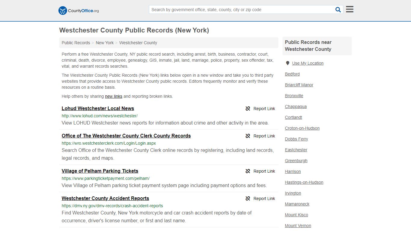 Westchester County Public Records (New York) - County Office